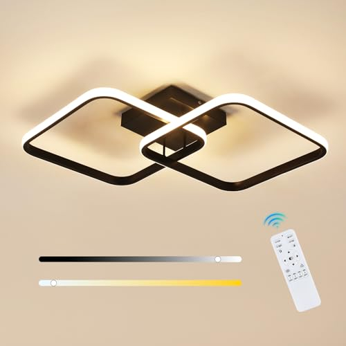 Osairous Lámpara de Techo Regulable, 50W Plafon LED Techo Salon Moderno 5625LM, Luz de Techo Cuadrado con Mando 3000K-6500K para Dormitorio Cocina Comedor Pasillo, 64CM