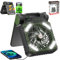 Portable Camping Fan with Light - Dual Power Options: Battery and Solar - 10000mAh Rechargeable, Ideal Table Fan | Personal Fan for Tents, Home, and Outdoor Adventures - Stay Cool Anywhere (Green)