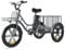 ELEKGO 20 Zoll E Bike Dreirad, 48V 18AH abnehmbare Batterie Tragfähigkeit 200 KG, Fettreifen + hinterer Gepäckkorb und Scheinwerfer, Lastenfahrrad, Elektro-Dreirad für Reichweite bis zu 40-60Km (Gray)