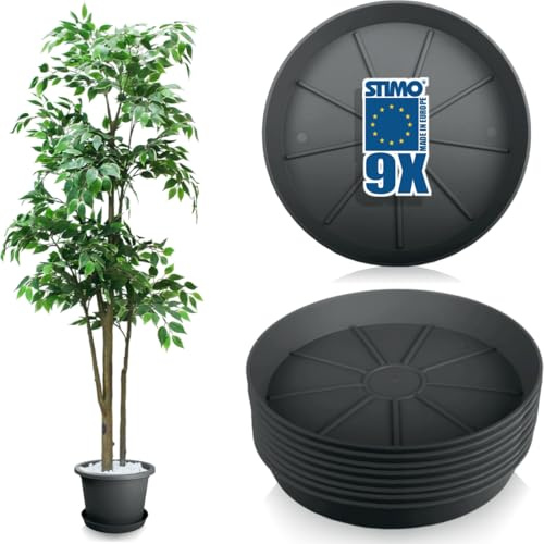 Stimo 9X Untersetzer für Blumentöpfe Ø 30 cm Kunststoff Blumentopfuntersetzer rund (Anthrazit)