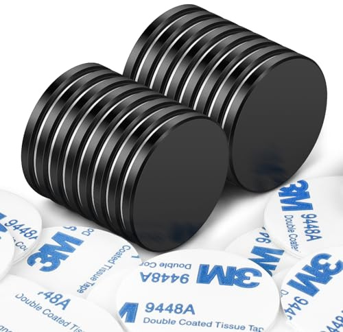 Wukong 32×3mm Adhesive Magnets, 16 Pack Black Magnets Strong, Super Strong Magnet Large for Whiteboard, Wooden Boards and Tiles