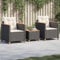 Willood 3tlg. Rattan Balkonset Balkonmöbel Set 2 Sessel mit Hocker Gartenlounge Gartengarnitur Gartenmöbel Set Bistro Set mit Kissen Schwarz und Braun Poly Rattan Akazienholz