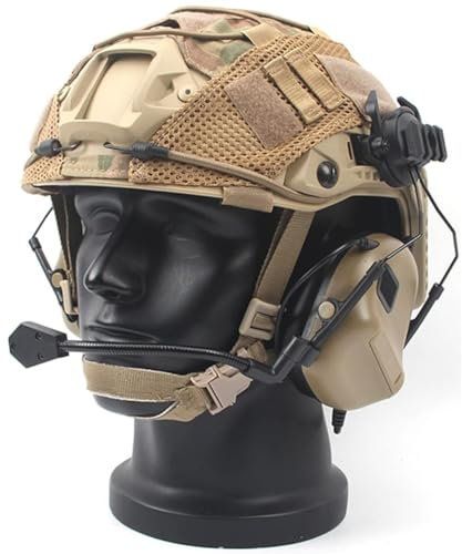 TS TAC-SKY Mit Headset-Helmbezug-Ausrüstungskombination for Airsoft-Paintball-Jagd Outdoor Tactical Fast Helmset Mit EPP-Polsterung, Airsoft-Paintball-Spiele Helmset(BKB,M)