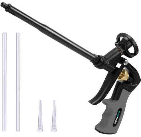 BlueMars PU Foam Gun,Foam Dispensing Gun, One-Hand Adjustment Foam Sprayer Nozzle with 4 Tubes, Dispensing Insulation Foam Gun Ideal for Caulking,Filling,Sealing DIY Projects