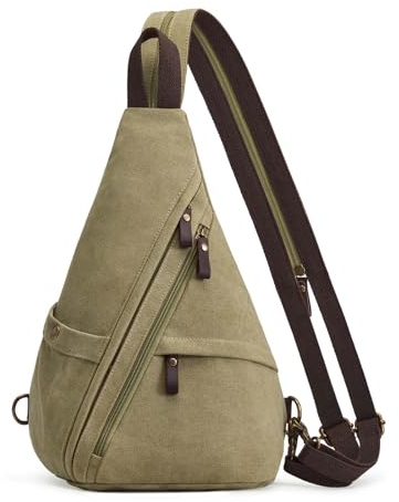 S-ZONE Unisex Sling Rucksack Wasserabweisende Canvas Brusttasche Crossbody Umhängetasche Schultertasche Sporttasche Bodybag Sling Bag Schulterrucksack