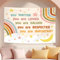WEBEEDY Regenbogen Positive Zitate Tapisserie Baby-Dusch-Kulisse Tuch Mond Sterne Wolken Fotografie Kulissen Motivierende Worte Wandteppich Cartoon Kunst Wandbehang Für Schlafzimmer Dekor 1.5x1.3m