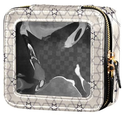 Yuiboo Transparente wasserdichte geometrische Sterne Schminktasche Kulturbeutel Reißverschluss Reise Kosmetiktasche zum Fliegen, geometrische Sterne, 5.1 x 4.7 x 2.2, Art, Geometrische Sterne, 5.1