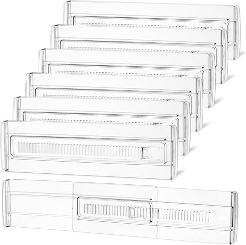 Zocipro 6Pcs Separador Cajones Transparentes, Separador de Cajones Ajustable 28-50cm, Separadores de Cajones de Plástico para Cocina Dormitorio Oficina Escritorio Cómoda Cosmética