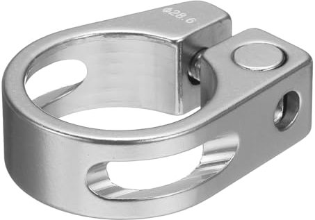 QUARKZMAN Abrazadera de sillín de bicicleta, 28,6 mm, aleación de aluminio, con tornillo hexagonal M4, para bicicleta de montaña de 25,4 mm, color plateado