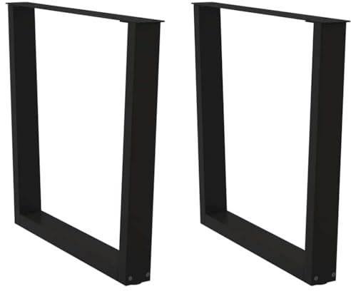 vidaXL Esstischbeine V-Form 2 Stück Schwarz 80x(72-73,3) cm Stahl, Bein für Tisch, Esszimmertischbein, Tischbein für Esstisch, Esstischbein aus Metall