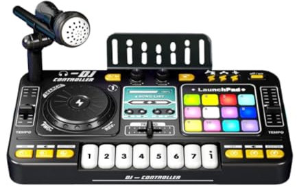 Amagogo Kids DJ Mixer Toy Turntable Toy Pädagogik Elektronischer DJ Party Mixer mit Lichtern und Effekt für Party Indoor -Geschenk
