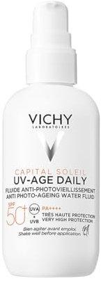 VICHY UV-Age Daily LSF 50+, Breitbandschutz vor UVA- und UVB-Strahlen, Anti-Aging-Effekt, Entgegenwirkung Pigmentflecken und Falten, Capital Soleil, 80 ml