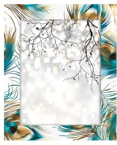 Mexpekil Bilderrahmen aus Holz, 28 x 35 cm, Pfauenfedern, 35,6 x 28,9 cm, für Wand, Tisch, Collage, Bilderrahmen, Heimdekoration, Geschenke