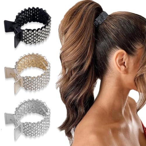 FENQURO 3 Pcs pince cheveux, pince a cheveux, Pince Cheveux Femme Métal, pinces en métal antidérapantes, pinces à cheveux tendance pour queue de cheval haute pour femmes et filles