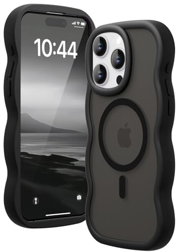 Amzfield Magnetic Case for iPhone 13 Pro, Wavy Translucent Schlank, Black | Compatible with MagSafe Wavy Translucent Soft Silicone Shockproof Cute Matte for Girl Women Drop Protection Soft Touch Pretty