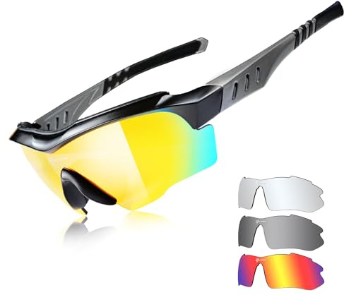 ROCKBROS Fahrradbrille Sportbrille Polarisiert Sonnenbrille Radbrille Männer und Frauen im Freien Winddichte Sandfahrrad Laufsportbrille Mit Einsätzen für Dioptrien Grau