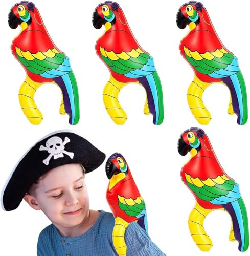 Guyode 4 Pièces Perroquet Decoration Couleurs Vives Ballon Pirate Léger et Mignon Perroquet Gonflable S'applique à enfant Décoration de Fête à Thème de Carnaval Accessoires Photo Fête D'anniversaire