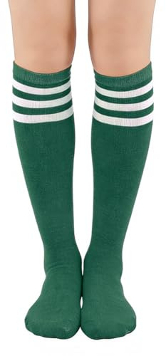 HUKUMA Gestreifte Lange Socken, Overknee Oberschenkelhohe Socken, Gestreifte Kniestrümpfen Schlauchsocken, Fußball Sportsocken, College Cheerleader Strümpfe Cosplay Kostüm Damen