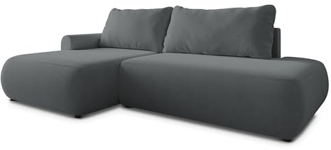 Masseno Ecksofa NUVIRA CL L-S mit Schlaffunktion L-Form, Japandi Sofa mit Bettkasten, Wohnzimmersofa, Couch, Soffa, Bettsofa, Couchgarnitur - Grau, Castel 93