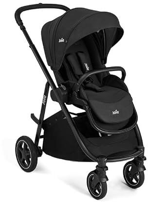 JOIE – VERSATRAX – Poussette naissance à 22 kg – Assise Réversible – Pliage 1 main – Roues Anti-Crevaison – Compatible Coque, nacelle – Habillage pluie, adaptateurs et porte-gobelet inclus – Raven