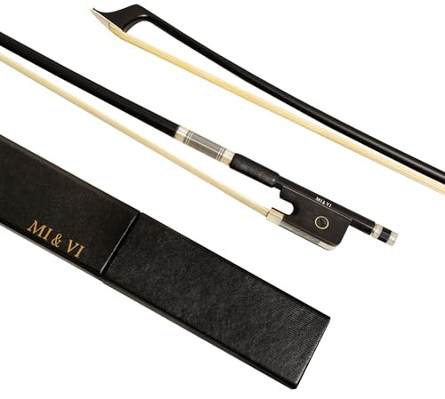 MI&VI CB-720 Classic Carbon Fiber Cello Bow (Full Size 4/4) with Case Included | Ebony Frog | Well Balanced | Mongolian Horse Hair - MIVI Music