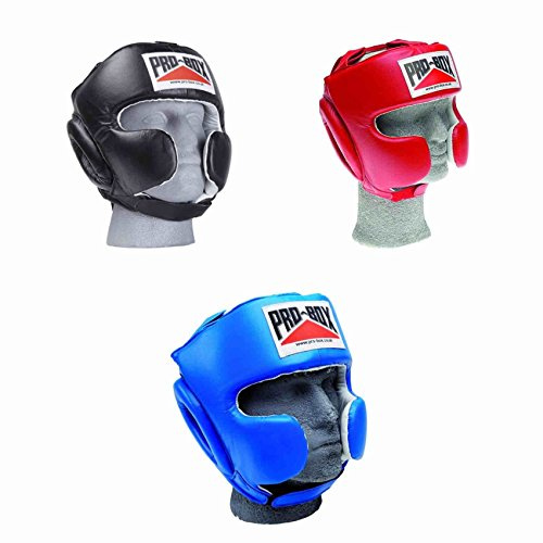 Pro Box Super Spar Leather Head Guard with Cheek Protection - BLU-L