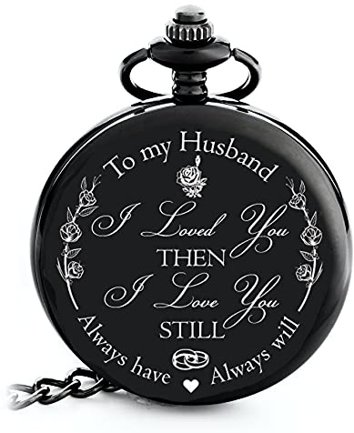 FJ FREDERICK JAMES Anniversary Gift's for Men - Engraved ‘to My Husband’ Pocket Watch | Anniversary Gift's for Him I Love You Gift for Husband for Birthday I Valentines