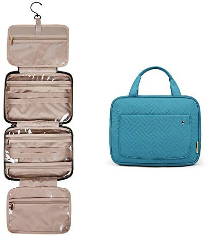 BAGSMART Toiletry Bag Large Hanging Travel Wash Bag Womens Cosmetic Bag for Full Sized Container Lake Blue