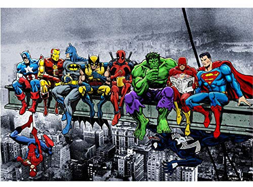 The Avengers DIY 5D Diamant Malen nach Zahlen Kit, Cartoon Kristall Strass Stickerei Kreuzstich Kunst 40,6 x 50,8 cm Handwerk Leinwand Wand Deko Diamant Avengers
