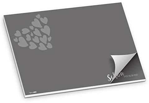 itenga Tischset Platzset Schön DASS du da bist Papier I DIN A3 (59,4cm x 42cm) 50 Blatt I ideal als Gedeckunterlage bei Geburtstagen, Grillpartys, Gartenpartys oder Mottopartys (grau)