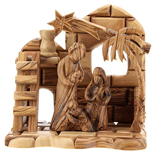 Holyart Krippe aus Olivenholz Bethlehem, 15x15x10 cm