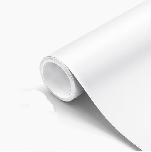Losuda Selbstklebend Möbelfolie Matt Weiß Folie 61 x 500cm Verdickt Klebefolie PVC wasserdicht Selbstklebefolie Dekofolie Möbelsticker für Wände Schränke