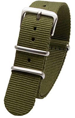 TikTako Sport-Uhrenarmband 18mm/20mm/22mm/24mm Nylon NATO Armband mit Edelstahl-Schnalle Gürtel Grün, 22mm