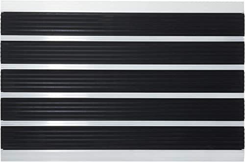 Floordirekt Fußmatte Double Mat | Leistungsstarke Gummilamellen | Schmutzfangmatte für Innen- und Außenbereich | Rostfreies Aluminium-Profil (60 x 90 cm)