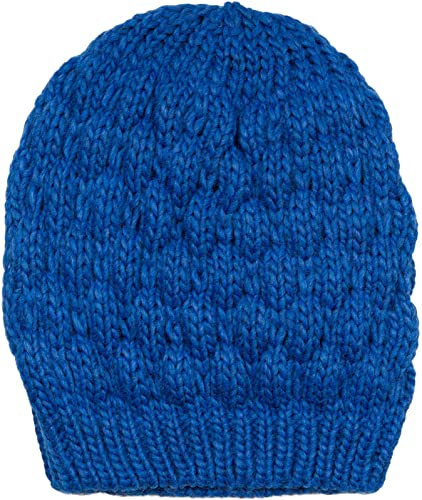 styleBREAKER Damen Strick Beanie Mütze mit Bubblemuster, Einfarbige Winter, Raspberry Pattern Strickmütze 04024193, Farbe:Royalblau