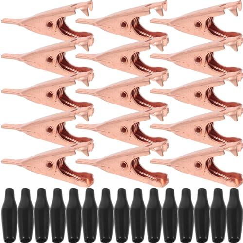 iplusmile Kupfer Krokodilklemmen 15 Stück Zahnlose Mini Alligator Clips 1.1 Zoll Micro Krokodilklemme Für Elektrische Prüfung Löten Und Heimwerkerbedarf