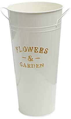 Flower Pots Bucket Iron Tin Metal Wrought Barrel Vase Vintage Small Garden Plant Pot Vase Flower Planter Plant Pot Bucket for Home Garden Wedding Decoration (25cm)