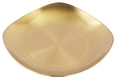 Dinner Plates Korean Golden Dinner Plate Square 304 Stainless Steel Main Dish Plate Restaurant Kimchi Snack Dessert Plate Commercial BBQ Plate Charger Plates (Color : Yellow, Plate Size : 11.5cm)