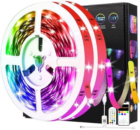 GLPE USB LED Strip Wasserdicht, 10M 5050 RGBW Bluetooth LED Streifen mit Smart App und Fernbedienung, Musik Sync und Farbwechsel LED Lichtband für Wohnzimmer Schlafzimmer Party Küche TV Gaming