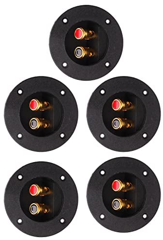 Keenso 5Pcs Speaker Box Terminal Cup, 2-Way Speaker Box Terminal Binding Post Round Spring Cup Connector Car Cable Connecter Terminal for Car RV Yacht combination speaker system