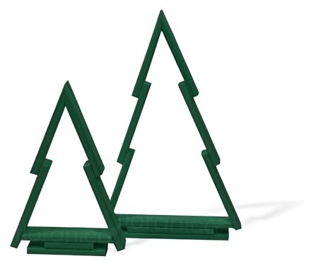 Floranica Tannenbaum 2er-Set aus Kiefernholz Holztannenbäume Grün Standschmuck Weihnachtsbaum Alternative Weihnachtsdeko Holzweihnachtsbaum Christbaum Weihnachtsdekoration