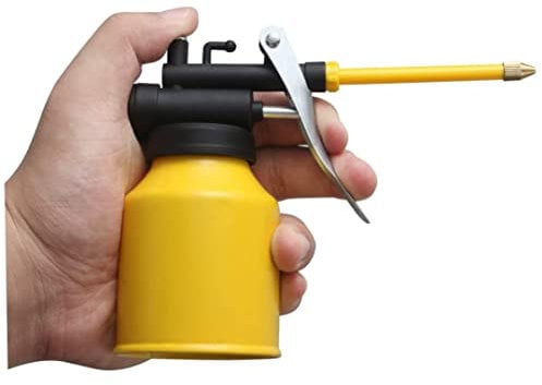 NIDONE 250ml High-Pressure Oiler Lubricated Oil Can Hand Pump Yellow High-Pressure Tool Straight Flexible Refueling Device