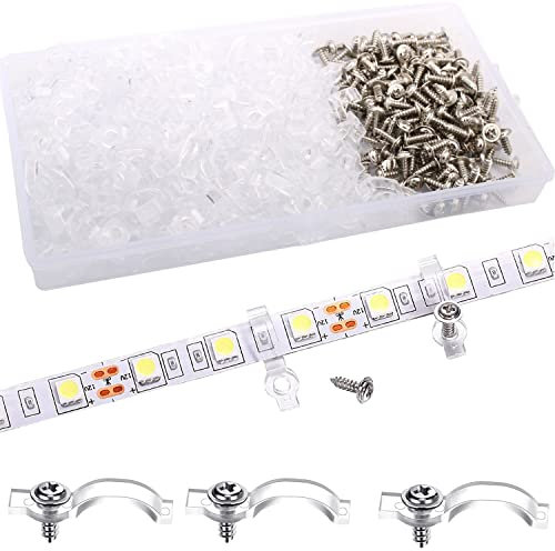 VISSQH 400PCS LED Strip Mounting Clip LED Strip Holder Silicone Light Strips Mounting Bracket transparent LED Strip Mounting Clips with Screws LED Strips Clips for 8 mm LED Strips
