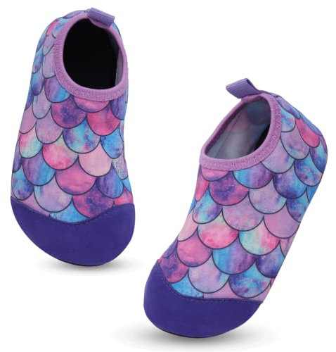 Zapatos de Agua Niño Niña Escarpines de Playa Antideslizante Secado Rápido Calcetines de Natación Zapatillas de Piscina Descalzo Unisex Verano Barefoot Calzado Aqua Surf Buceo Escamas Pescado 26/27EU