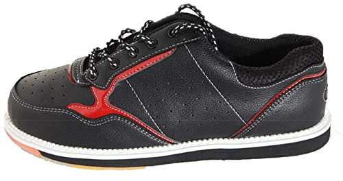 Mens Womens Bowls Shoes Lightweight Flat Bowling Sports Shoes Comfortable Breathable Indoor Walking Sneakers,Black,7 UK