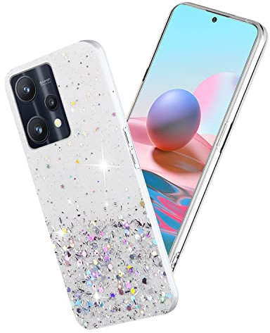Yarxiawin Custodia per Oneplus Nord CE 2 Lite 5G Silicone Rosa, Effetto Glitter per Realme 9 Pro 5g Cover Trasparente Brillante Morbida Sottile Case Regalo per Donne (Trasparente)