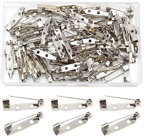 Hocansen Lot de 100 épingles à nourrice, 25 mm, argentées, avec trous, pour la fabrication de bijoux et le bricolage (25 mm/ZB-C)