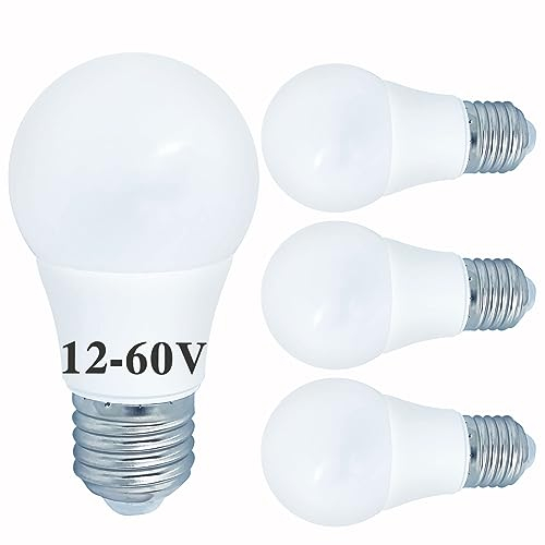 Tupolife 12V E27 LED-Leuchtmittel, Niederspannung AC/DC, 12V-60V Kaltweiß 6500K 4W Glühbirne 40W Äquivalent Edison ES Birne für Solar Power RV Camper Marine (4 Stück)