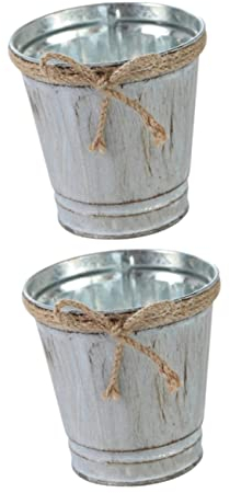 CAXUSD Vintage Rustikale Blumenvase Aus Eisen 2 Stück Pflanzkübel Blumeneimer Für Inneneinrichtung Garten Deko Retro Blumentopf