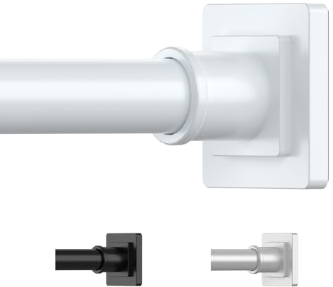 UIOSANRT Tringle à rideau de douche blanche de 78 à 172 cm - Antidérapante - Montage sans perçage - Tringle à rideau de douche réglable pour fenêtres et salle de bain